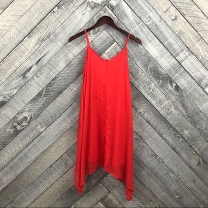 Coral Flowy Asymmetrical Summer Dress